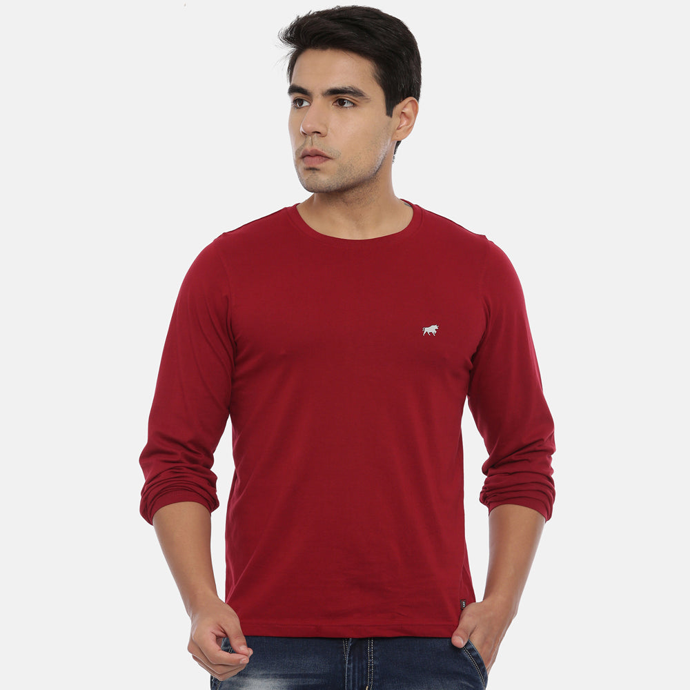 maroon color t shirt full sleeve