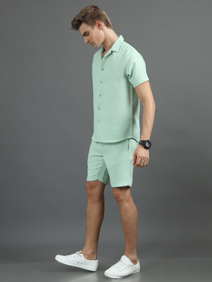 Mint Green Waffle Co-Ords Regular Size Co-Ords Bushirt   