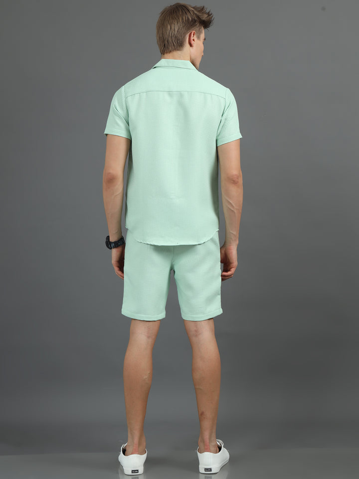 Mint Green Waffle Co-Ords Regular Size Co-Ords Bushirt   