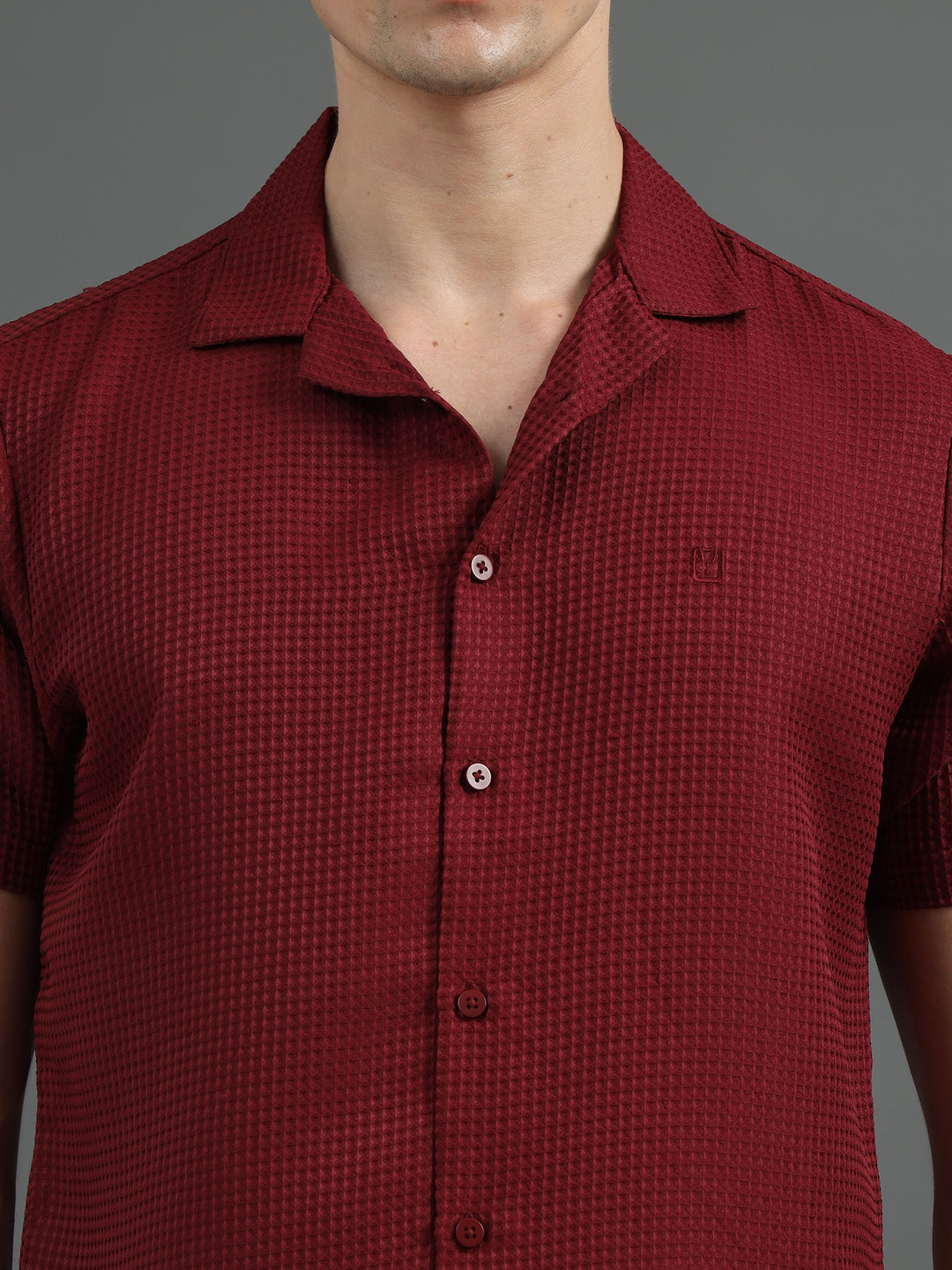 Maroon Waffle Co-Ords Regular Size Co-Ords Bushirt   