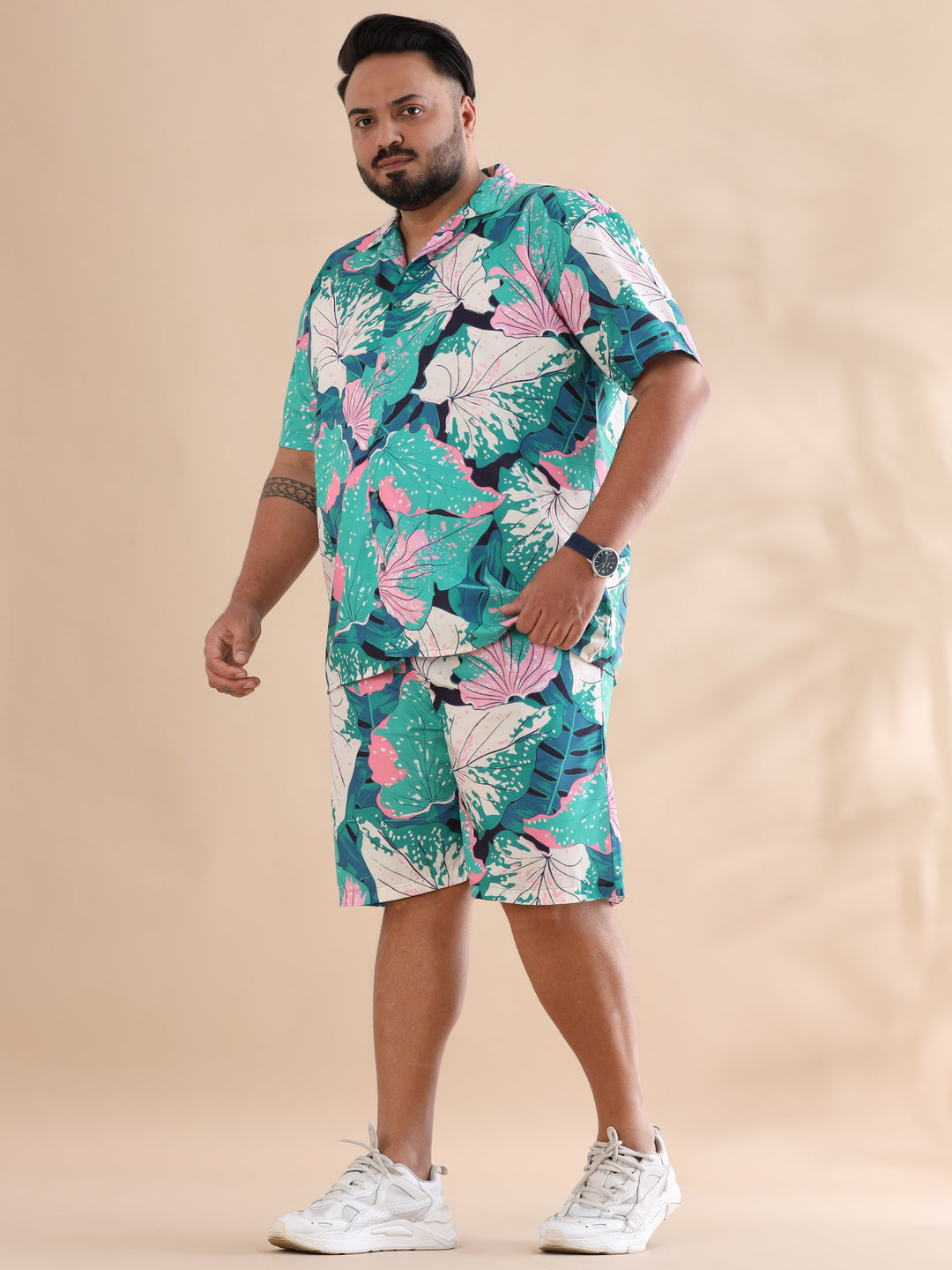 Leaflet Peach Plus Size Co-Ords Plus Size Co-Ords Bushirt   