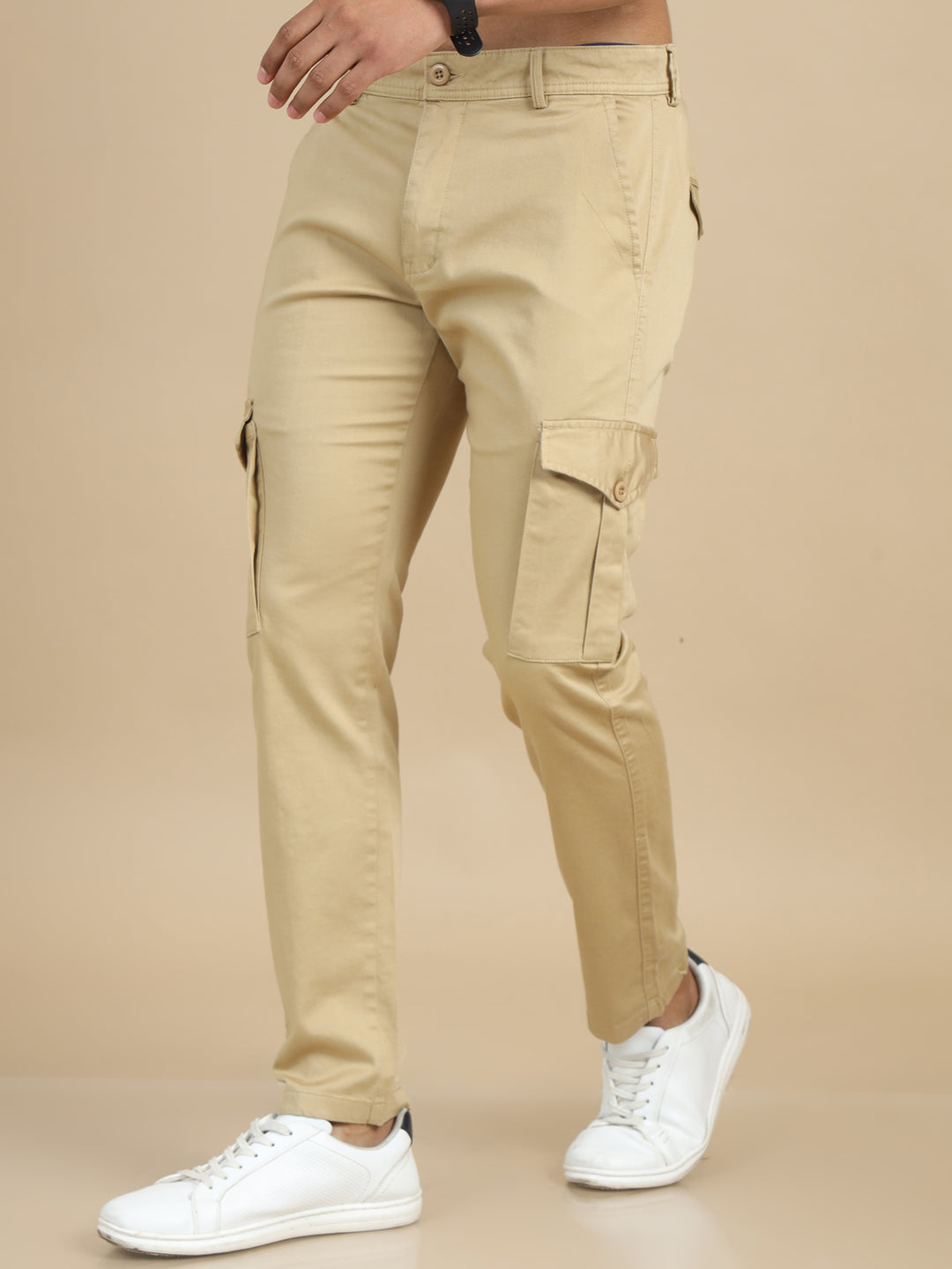 Satin Beige Cargo pant Chinos Bushirt   