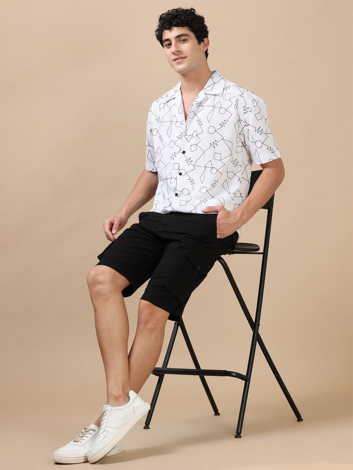 Black Cargo Shorts Men's Shorts Bushirt   