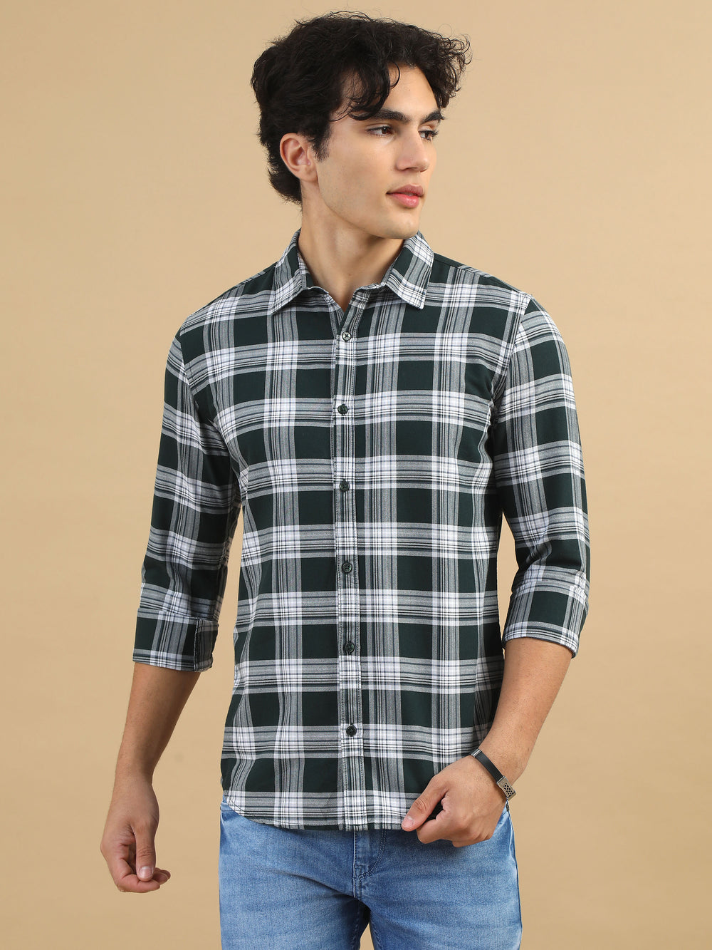 Urban Grid Dark Green Checks Shirt Checks Shirt Bushirt   