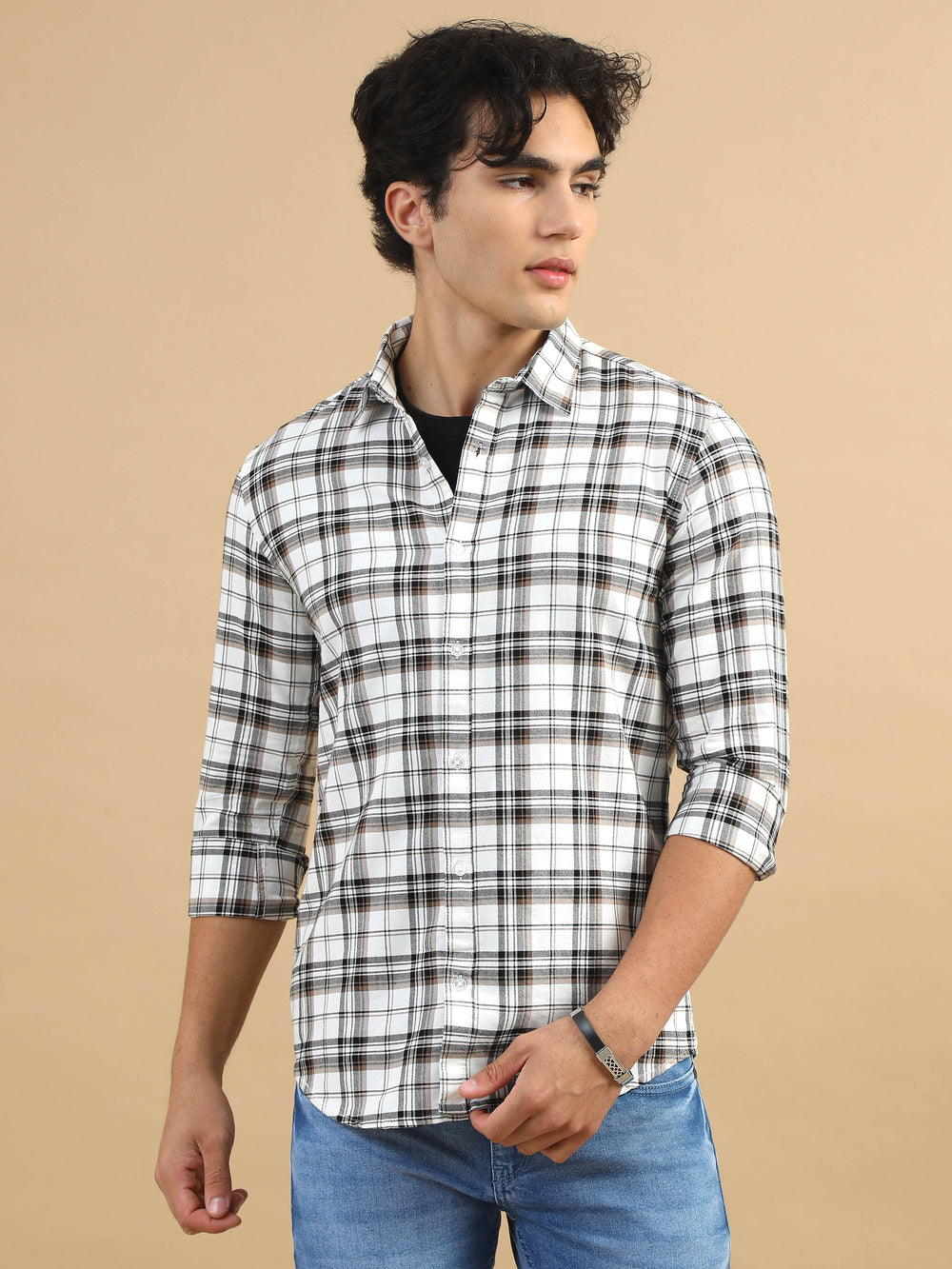 Bold Grids White Checks Shirt Checks Shirt Bushirt   