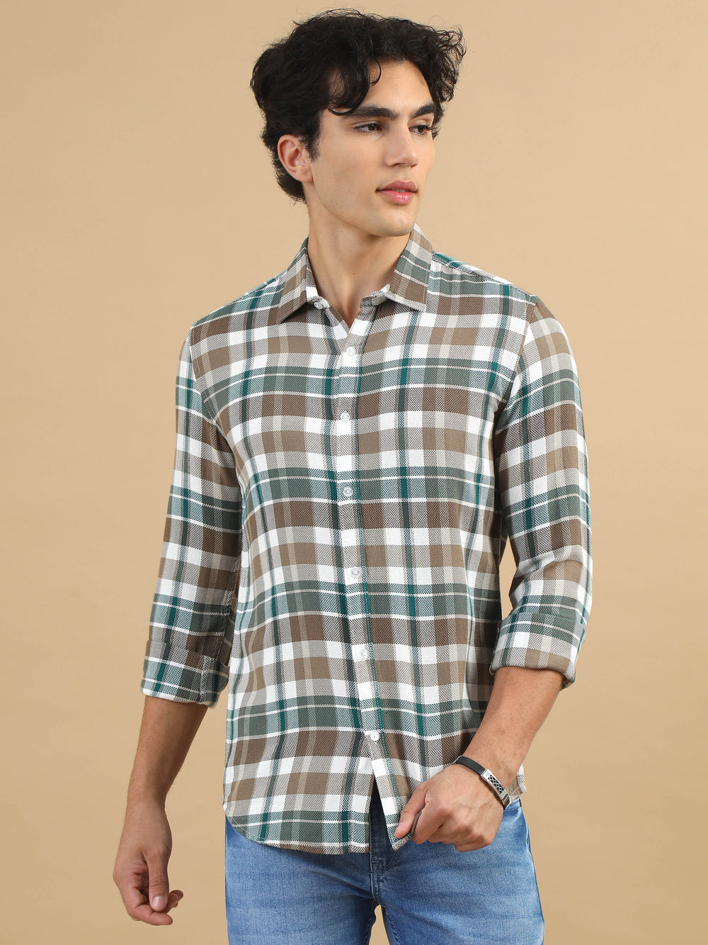 Saddle Brown Classic Checks Shirt Checks Shirt Bushirt   