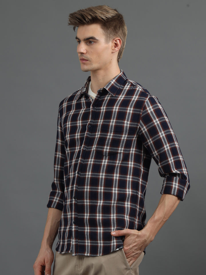 Quirky Navy Blue Checked Shirt Checks Shirt Bushirt   