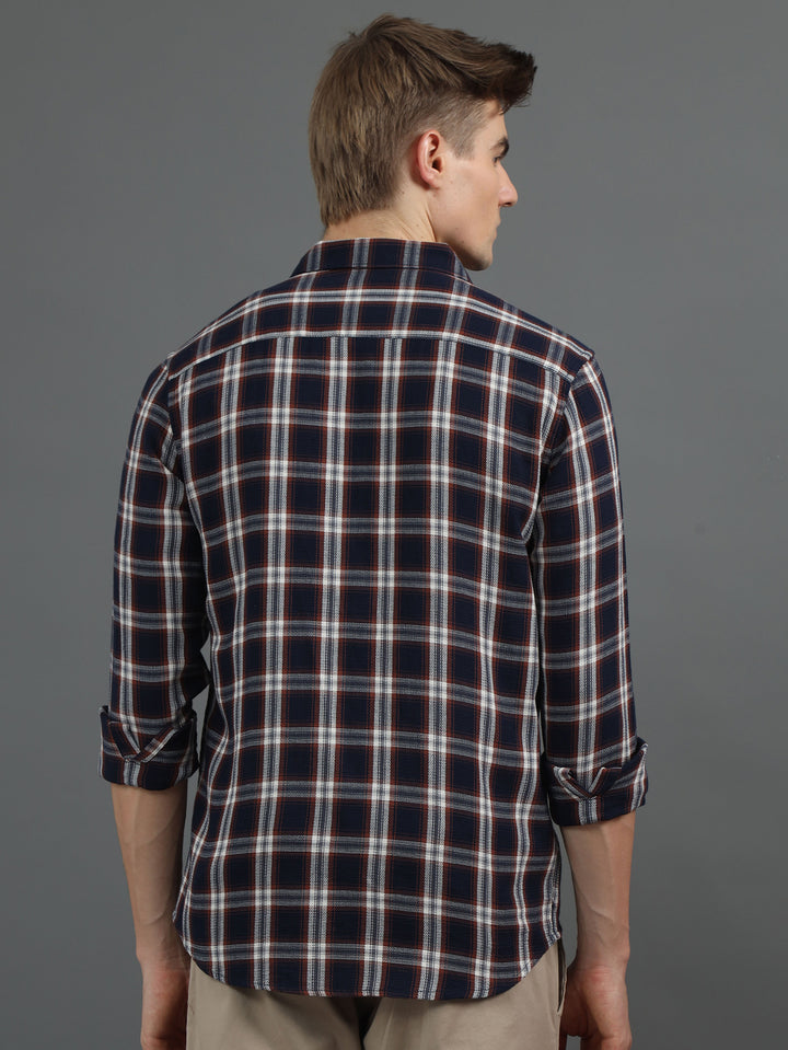 Quirky Navy Blue Checked Shirt Checks Shirt Bushirt   