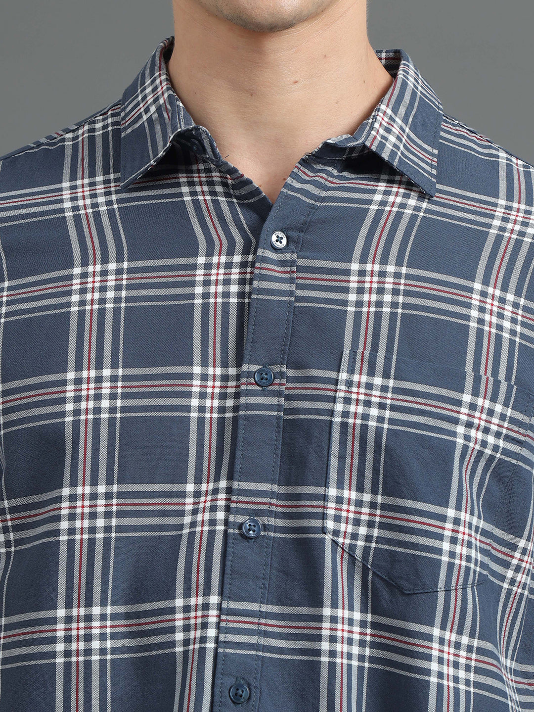 Interlock Plaid Dark Grey Checked Shirt Checks Shirt Bushirt   