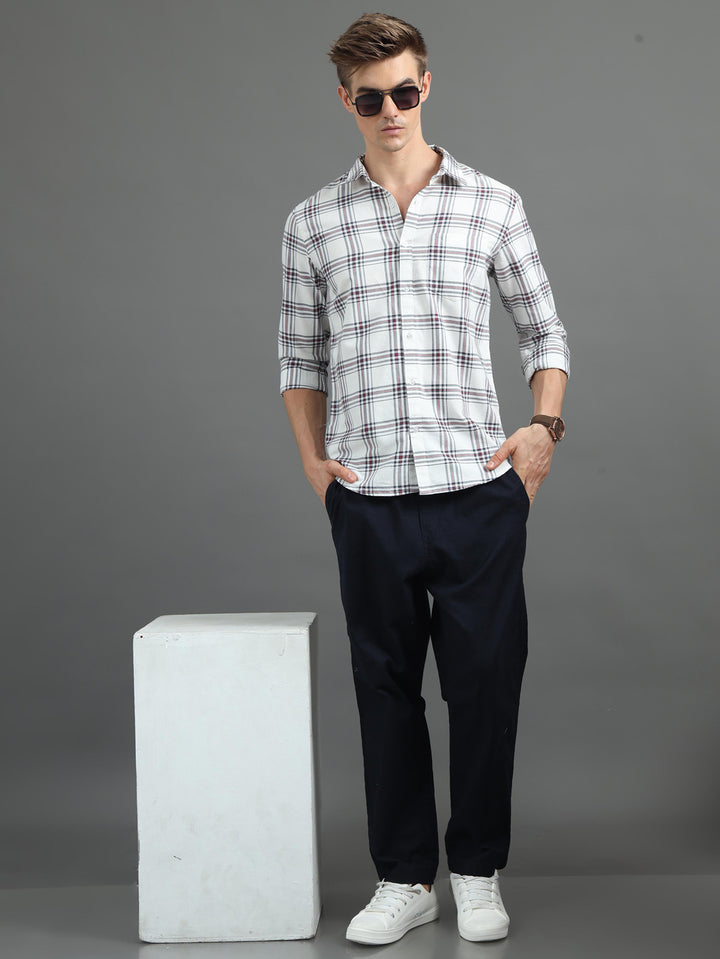 Interlock Plaid White Checked Shirt Checks Shirt Bushirt   