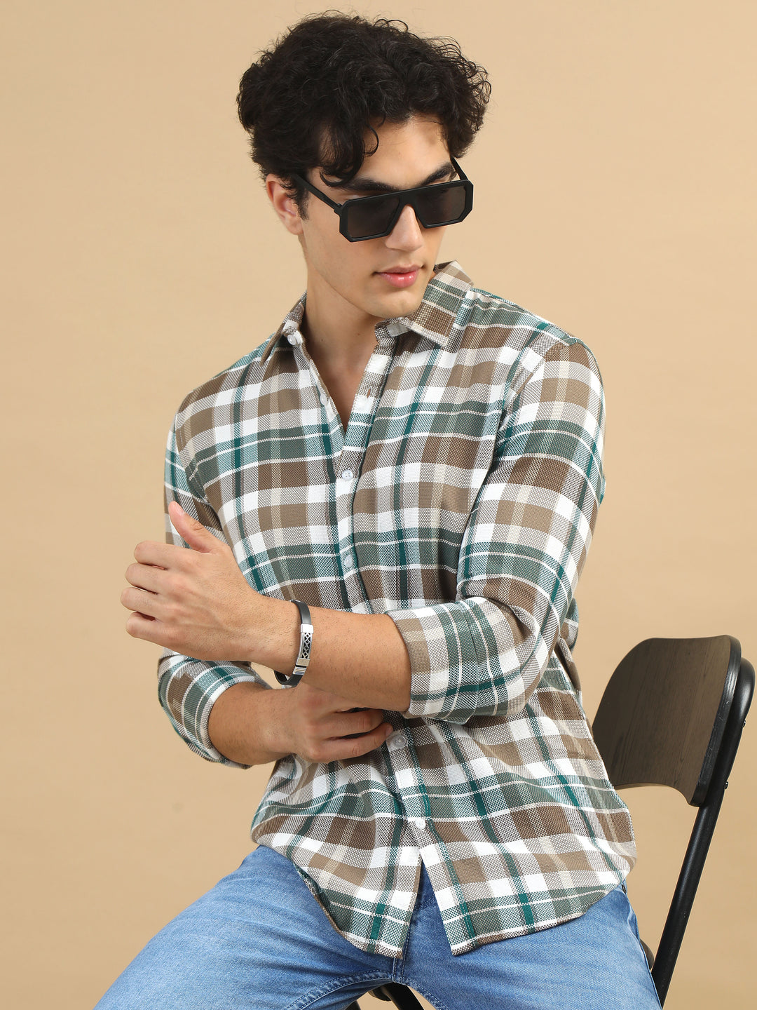 Saddle Brown Classic Checks Shirt Checks Shirt Bushirt   