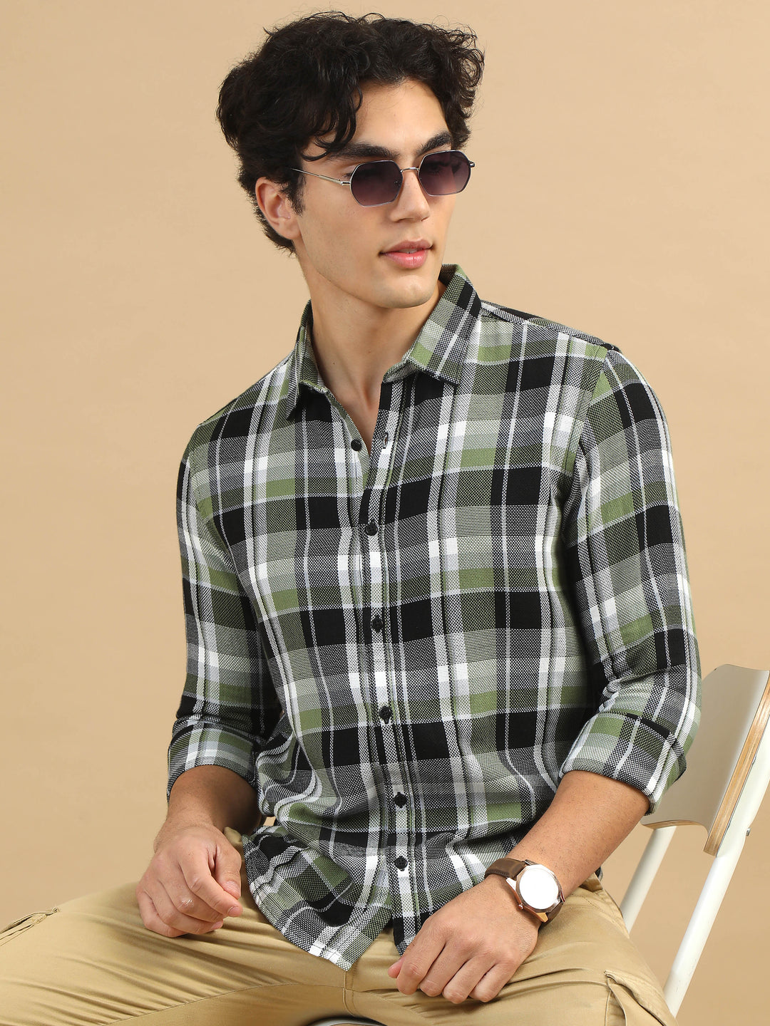 Plaid Pursuits Moss Green Checks Shirt Checks Shirt Bushirt   