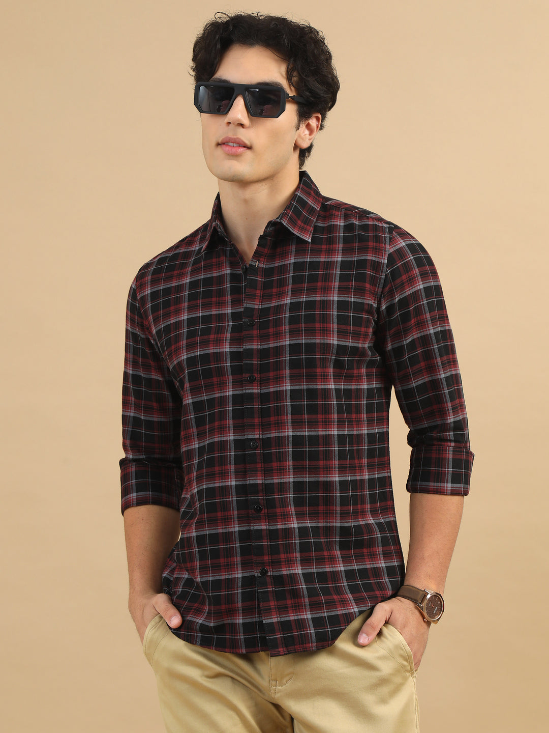 Tartan Textures Black Checks Shirt Checks Shirt Bushirt   