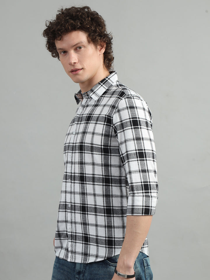 Dupplin Grid White Checked Shirt Checks Shirt Bushirt   