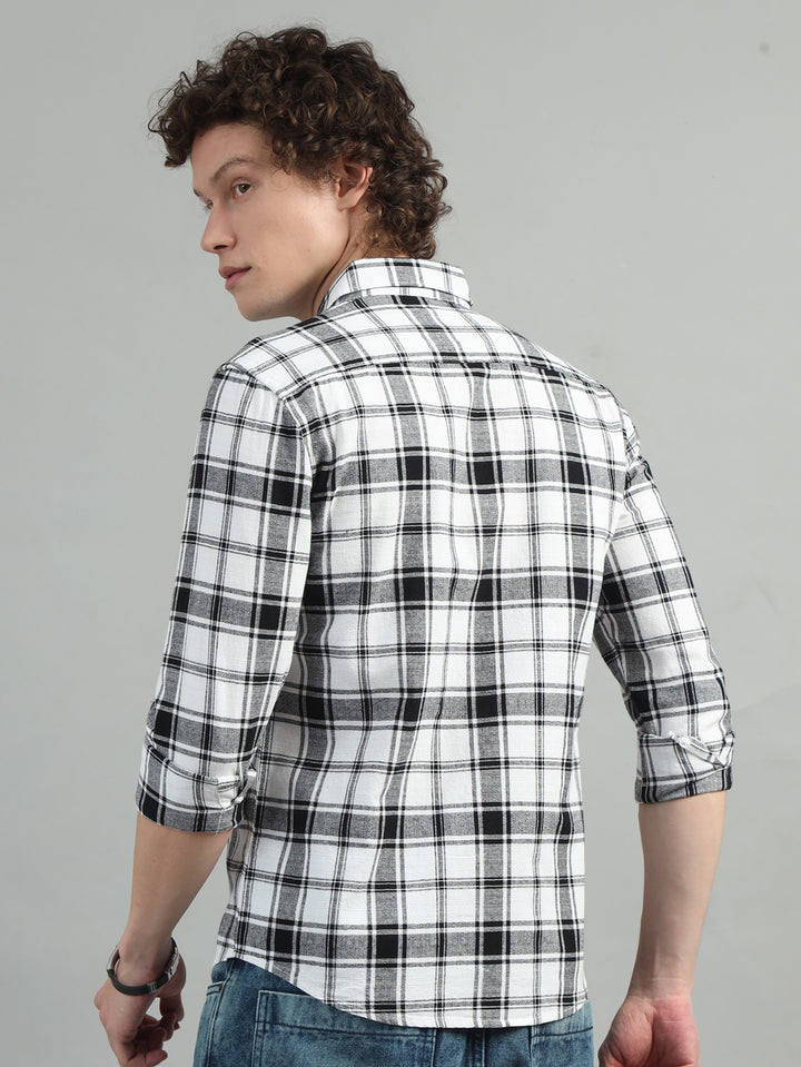 Dupplin Grid White Checked Shirt Checks Shirt Bushirt   