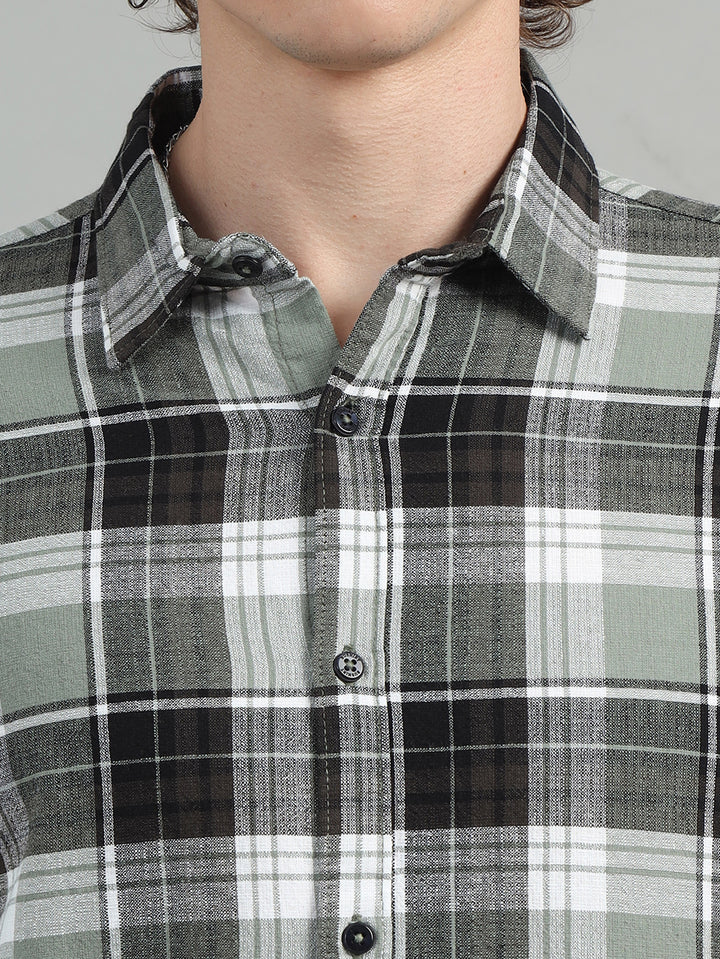 Glider Green Checked Shirt Checks Shirt Bushirt   