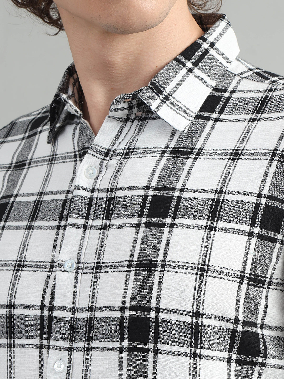 Dupplin Grid White Checked Shirt Checks Shirt Bushirt   