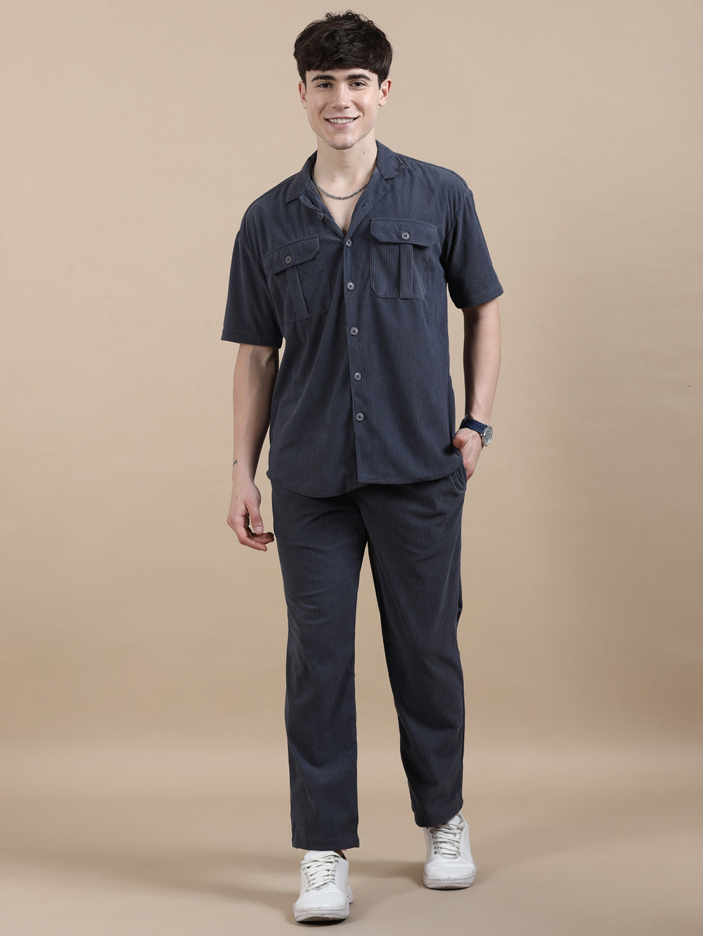 Spruce Blue Corduroy Oversize Co-Ords Oversize Co-ords Bushirt   