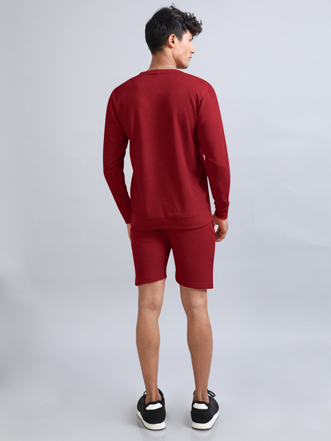 Deep Red Waffle Co-Ords Regular Size Co-Ords Bushirt   