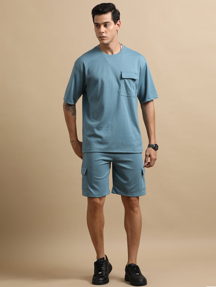 Utility Oversize Tiffany Blue Co-Ords Set Oversize Co-ords Bushirt   