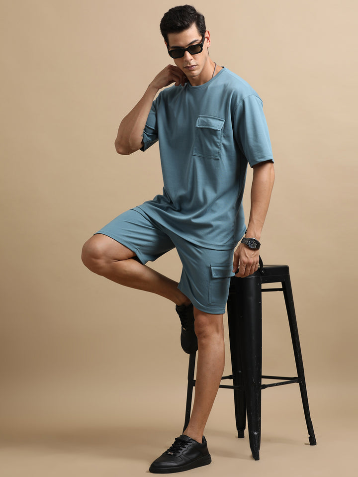 Utility Oversize Tiffany Blue Co-Ords Set Oversize Co-ords Bushirt   