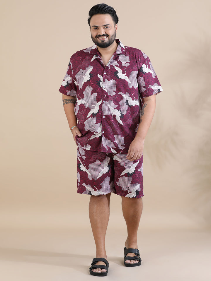 Flamingo Wine Plus Size Co-Ords Plus Size Co-Ords Bushirt