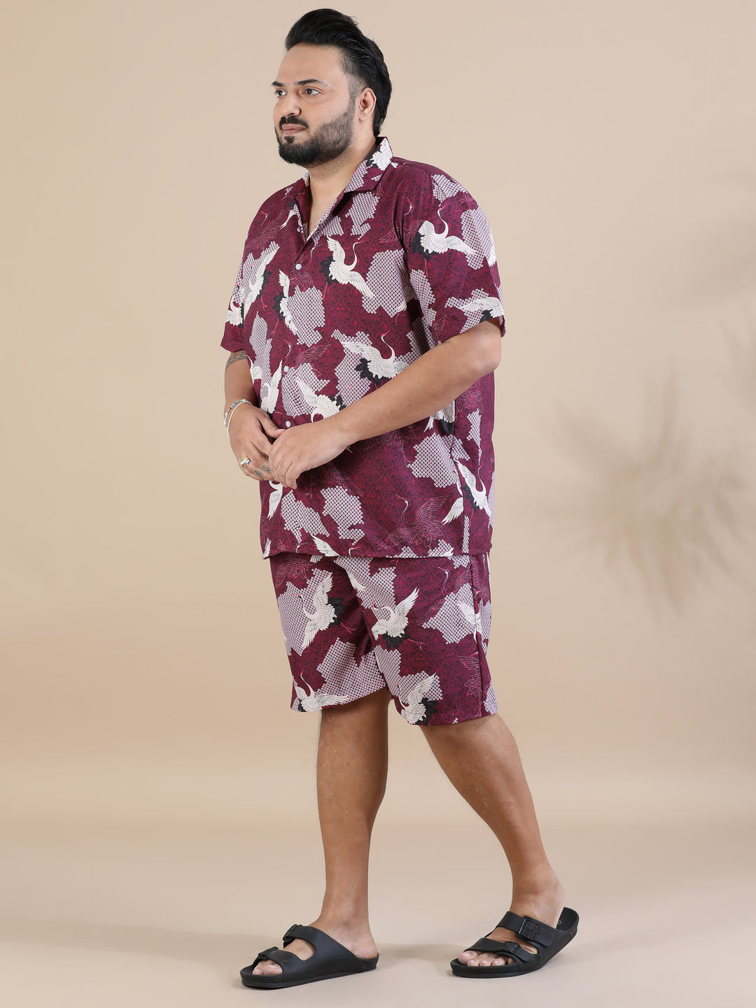 Flamingo Wine Plus Size Co-Ords Plus Size Co-Ords Bushirt