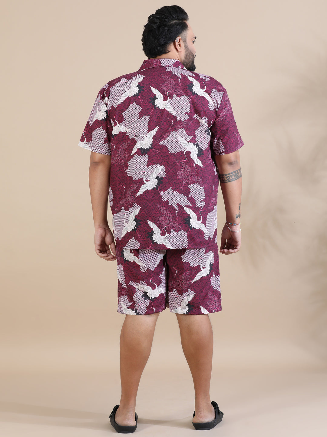 Flamingo Wine Plus Size Co-Ords Plus Size Co-Ords Bushirt