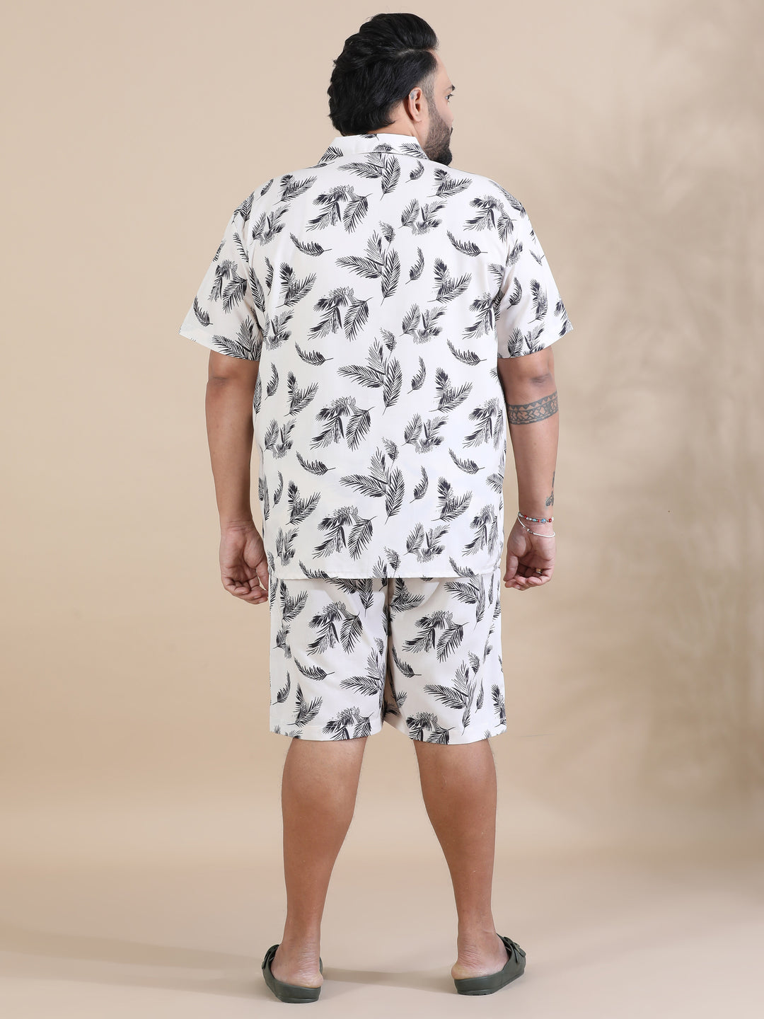 Holiday Coconut Tree Ivory Co-Ords Plus Size Co-Ords Bushirt