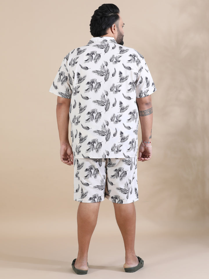 Holiday Coconut Tree Ivory Co-Ords Plus Size Co-Ords Bushirt