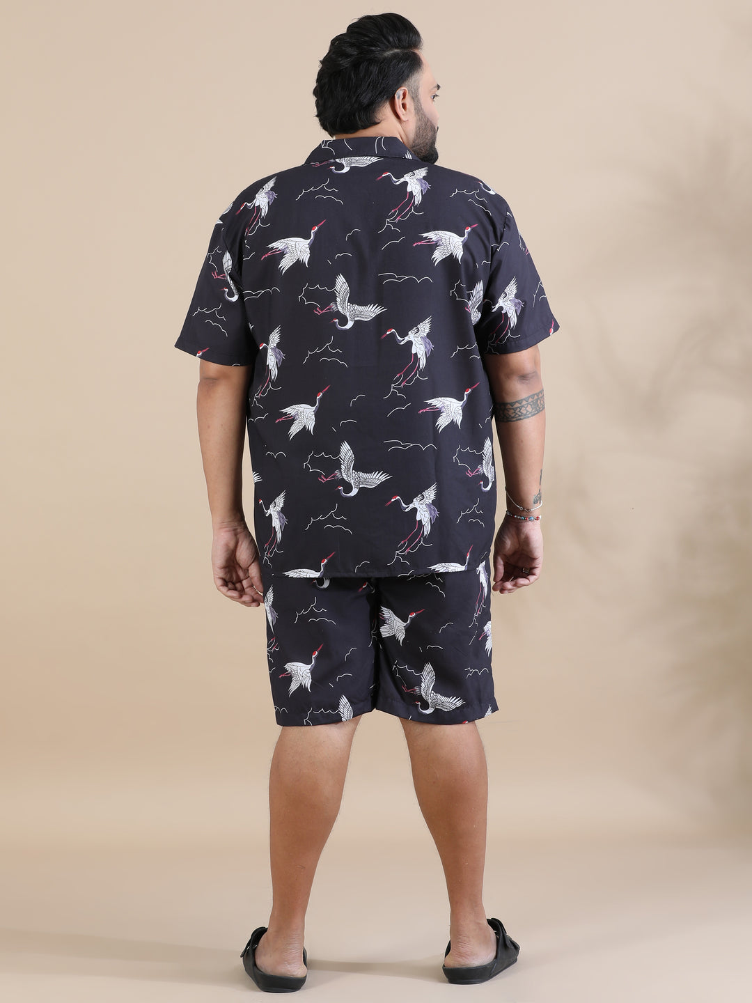 Flamingo Black Plus Size Co-Ords Plus Size Co-Ords Bushirt