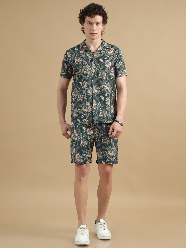 Floral Green Co-Ords Regular Size Co-Ords Bushirt   