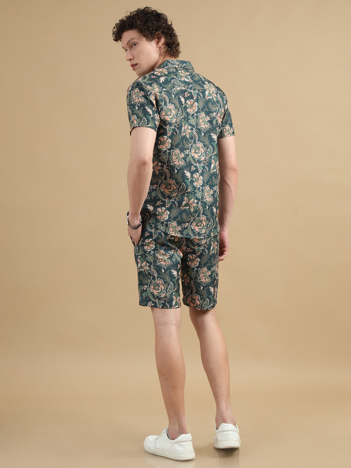 Floral Green Co-Ords Regular Size Co-Ords Bushirt   