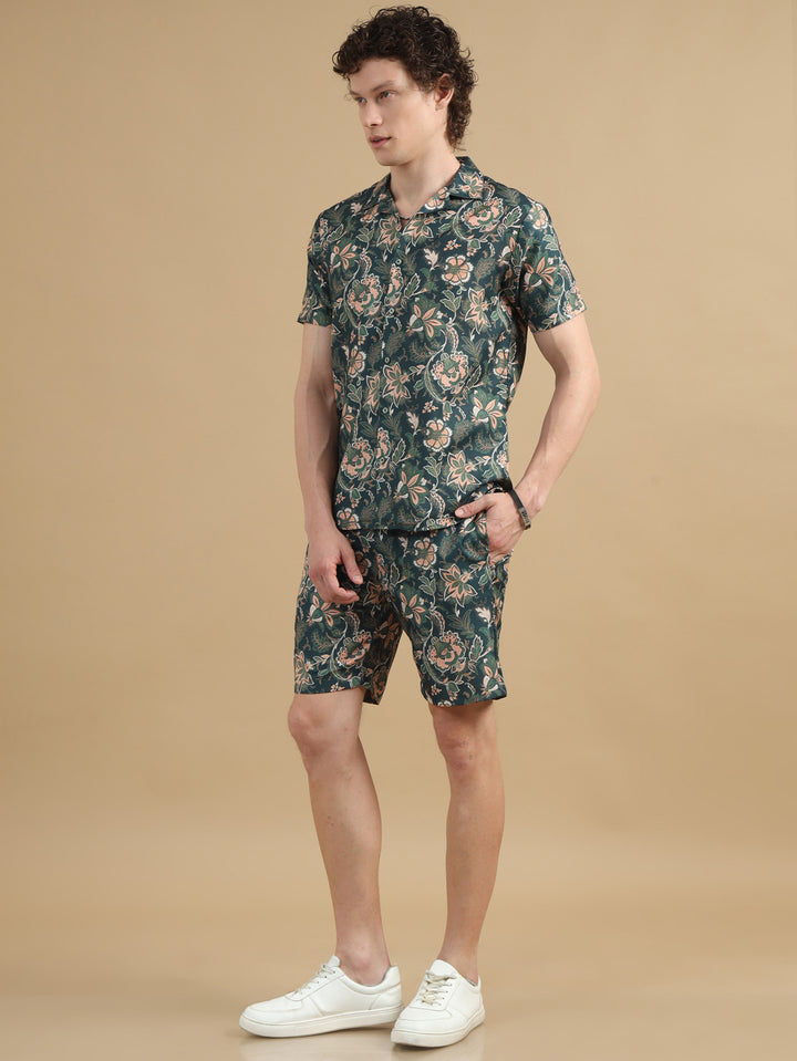 Floral Green Co-Ords Regular Size Co-Ords Bushirt   