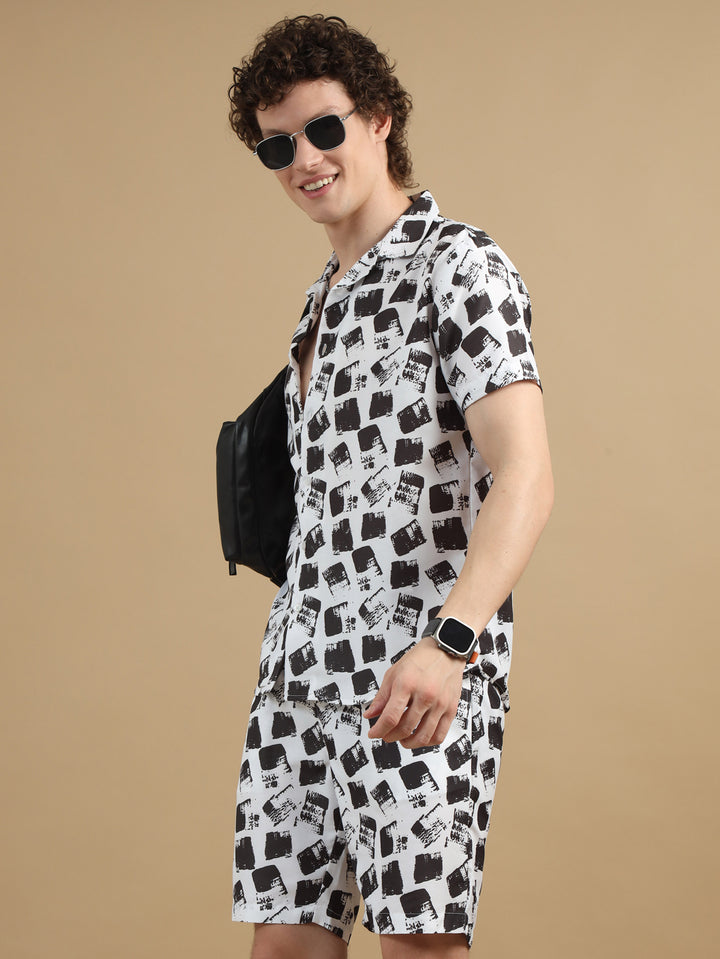 Spotty White Co-Ords Regular Size Co-Ords Bushirt   