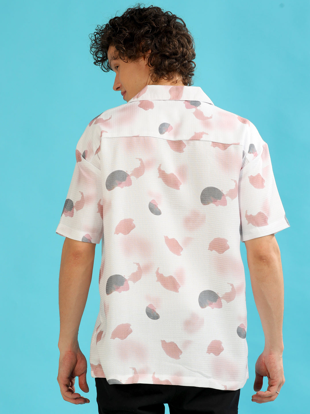 Color Drop White Oversize Shirt Oversize Printed Shirt Bushirt   