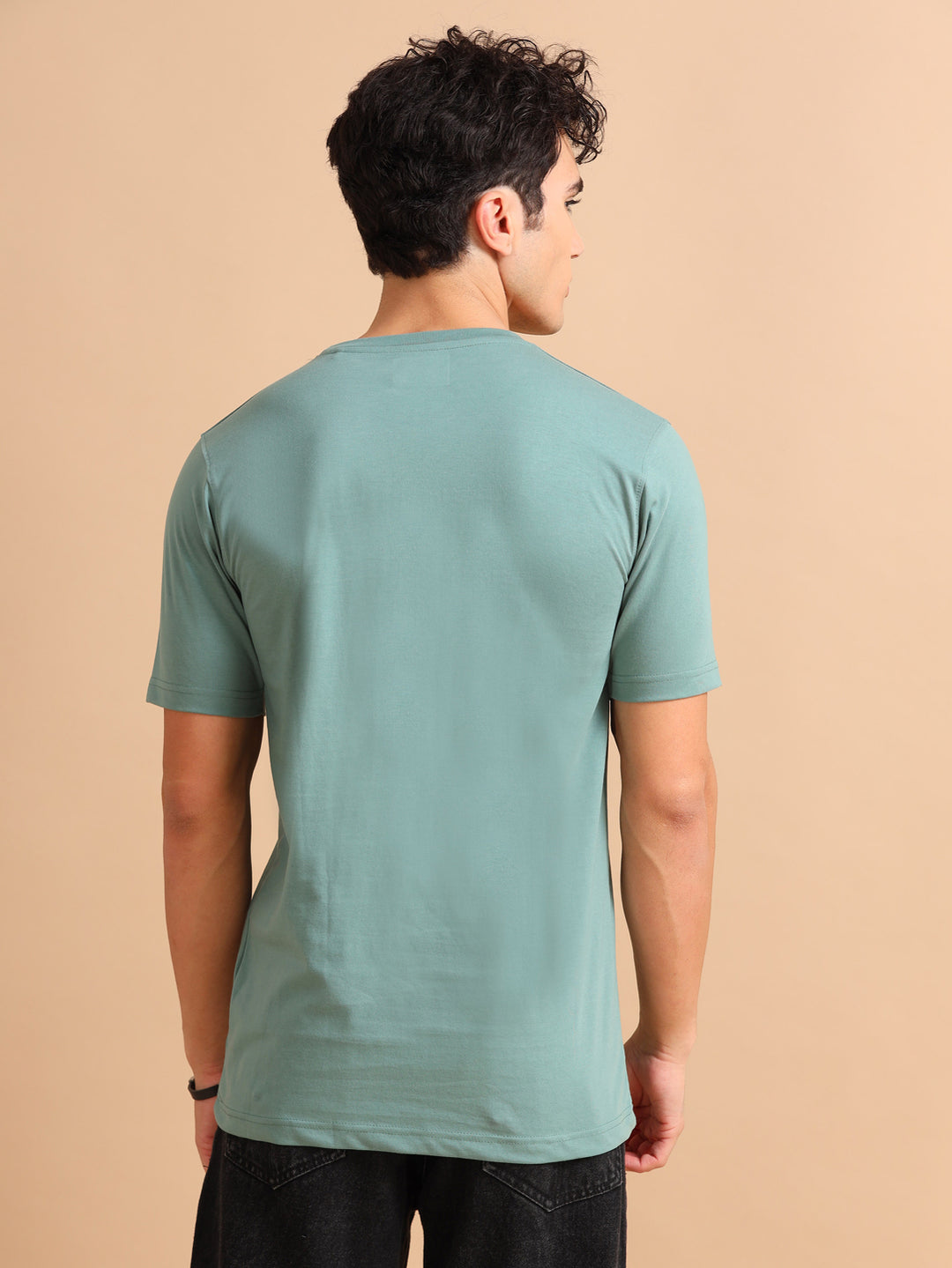 Easy Essential Russian Green Solid T-Shirt Plain T-Shirts Bushirt   