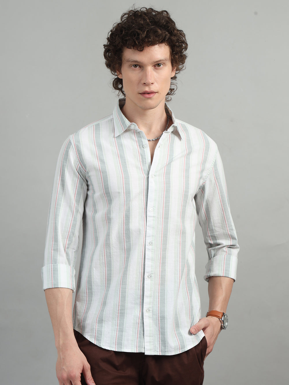 Sage Green Strips Shirt Stripes Shirt Bushirt   