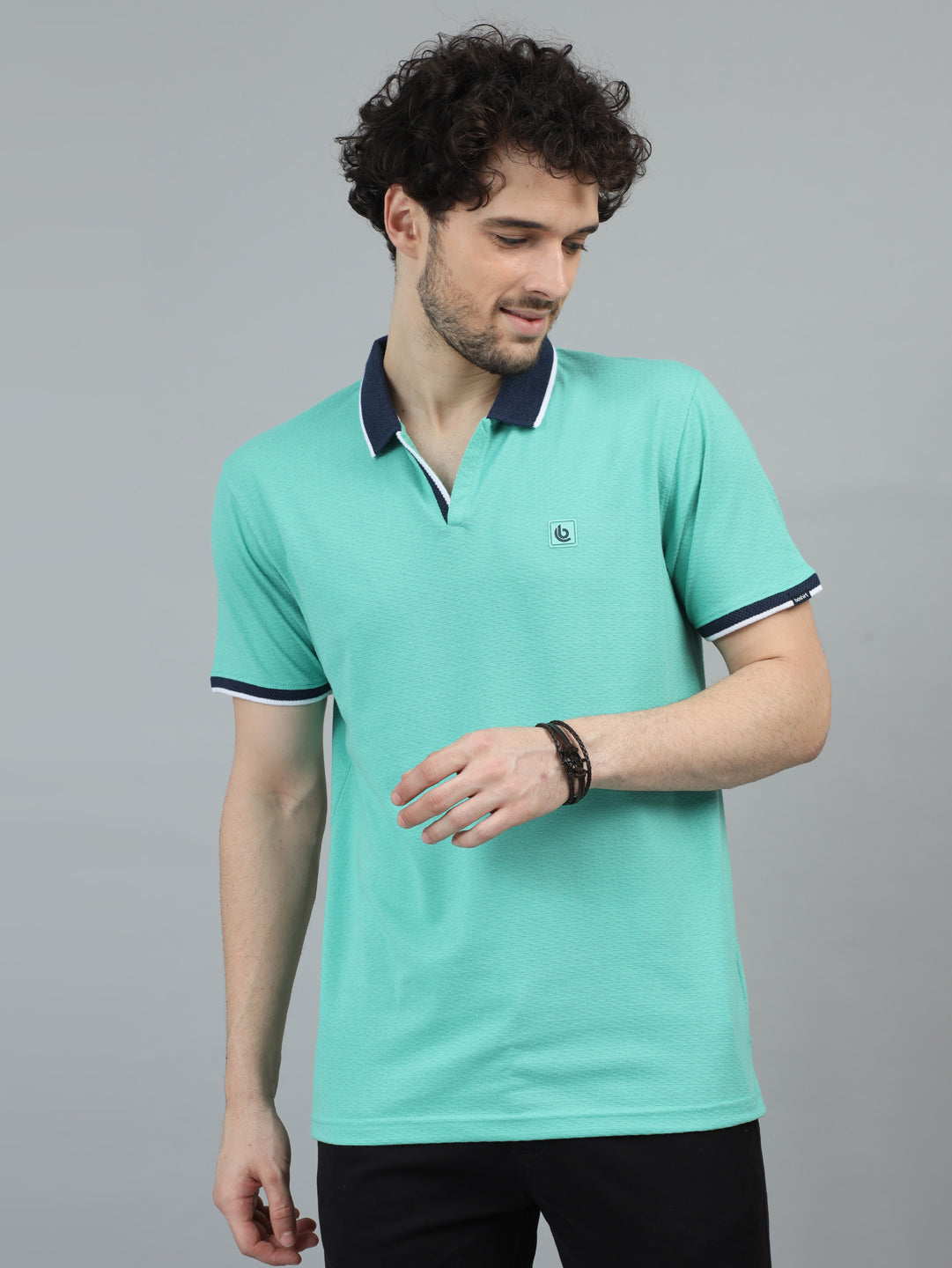 Green polo v neck t shirt best sale