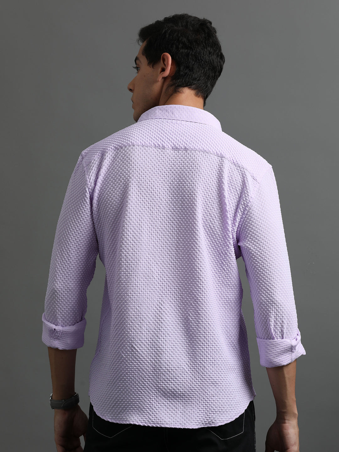 Waffle Lilac Solid Shirt Solid Shirt Bushirt   