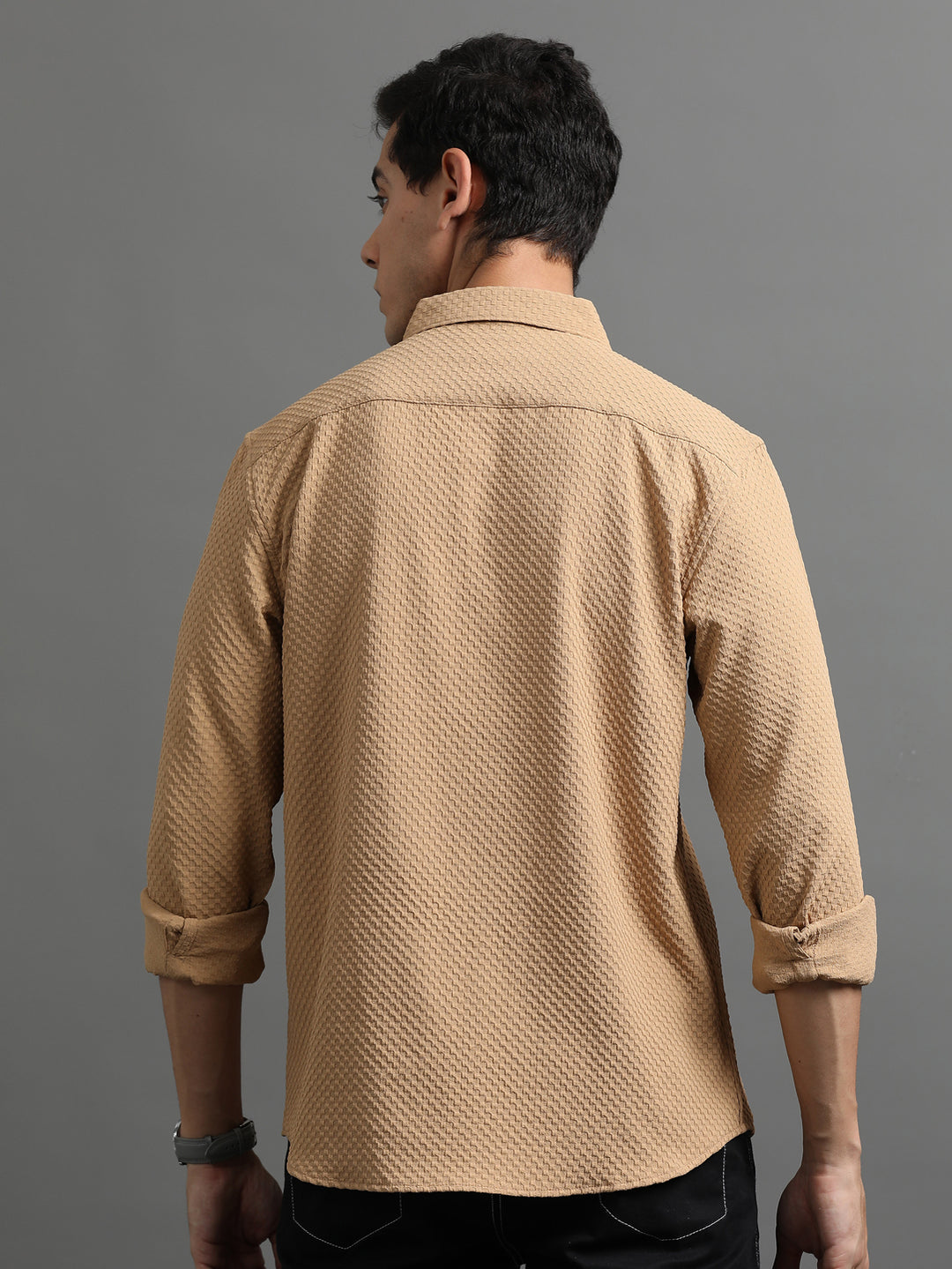 Waffle Bronze Solid Shirt Solid Shirt Bushirt   