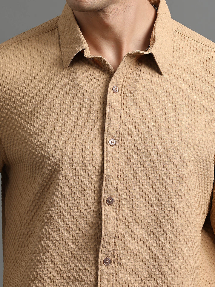 Waffle Bronze Solid Shirt Solid Shirt Bushirt   