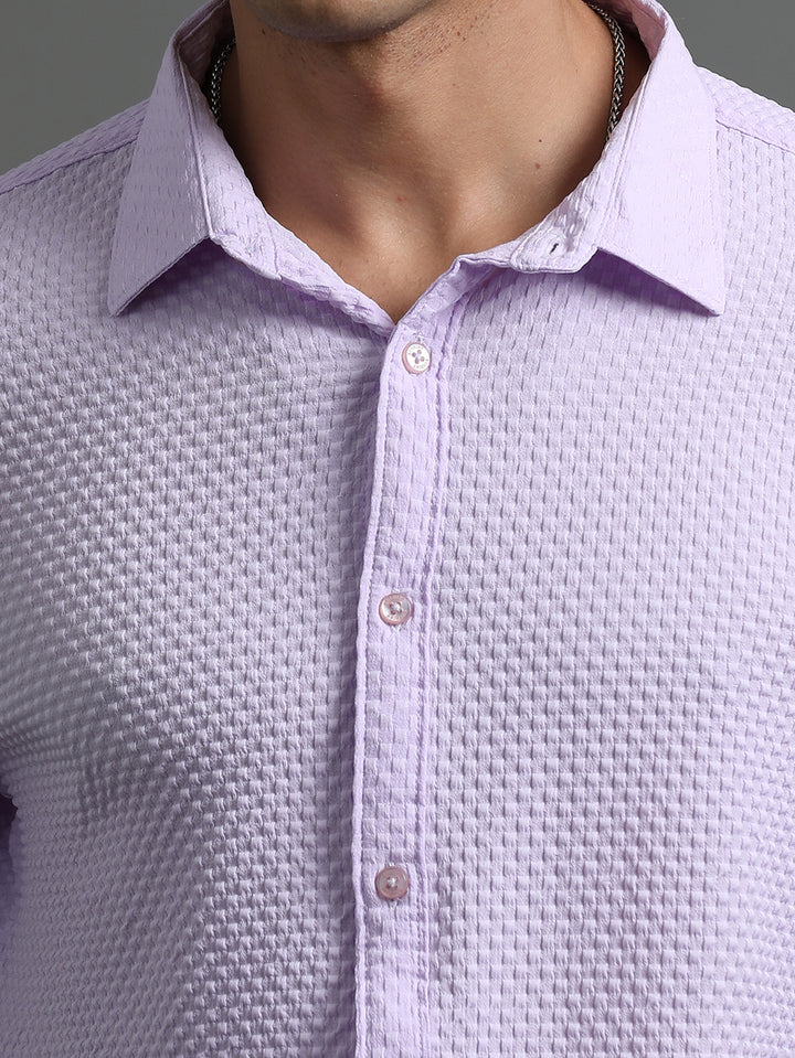 Waffle Lilac Solid Shirt Solid Shirt Bushirt   