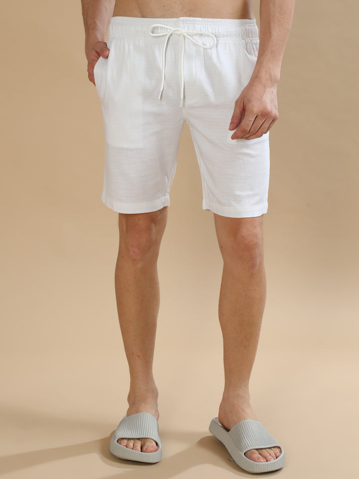 White Lenin Shorts Men's Shorts Bushirt   