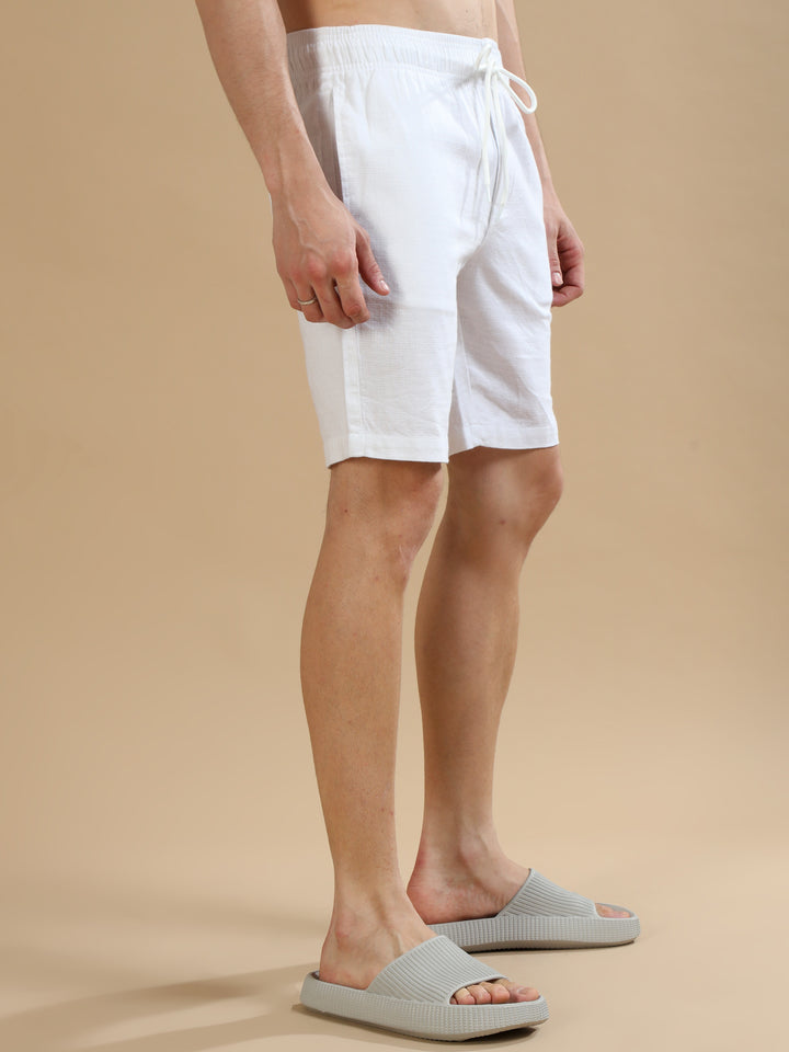 White Lenin Shorts Men's Shorts Bushirt   