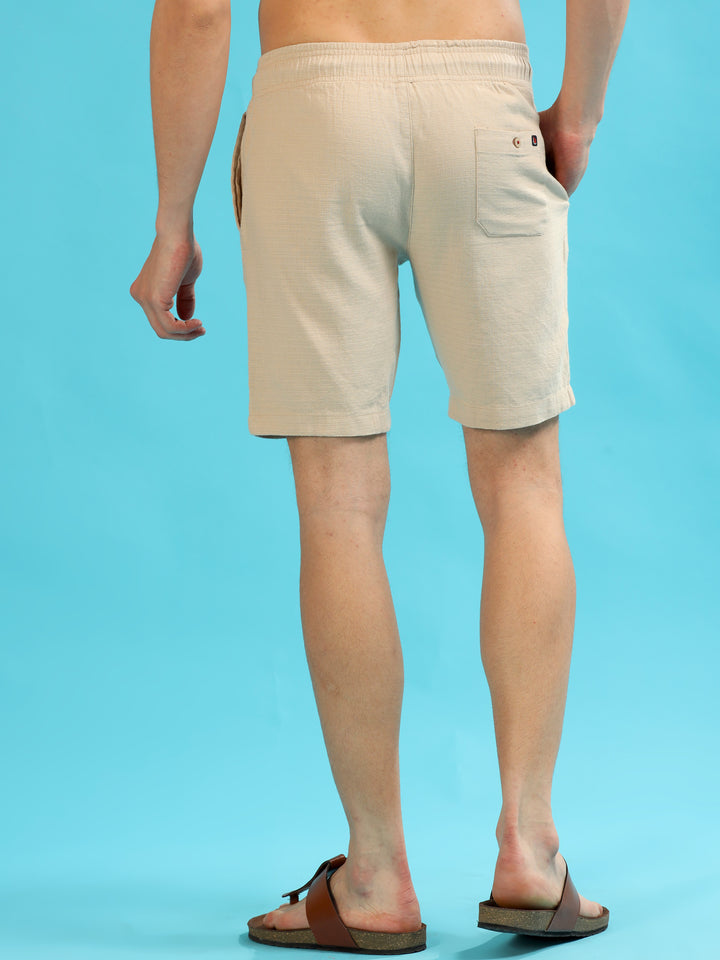 Beige Lenin Shorts Men's Shorts Bushirt   