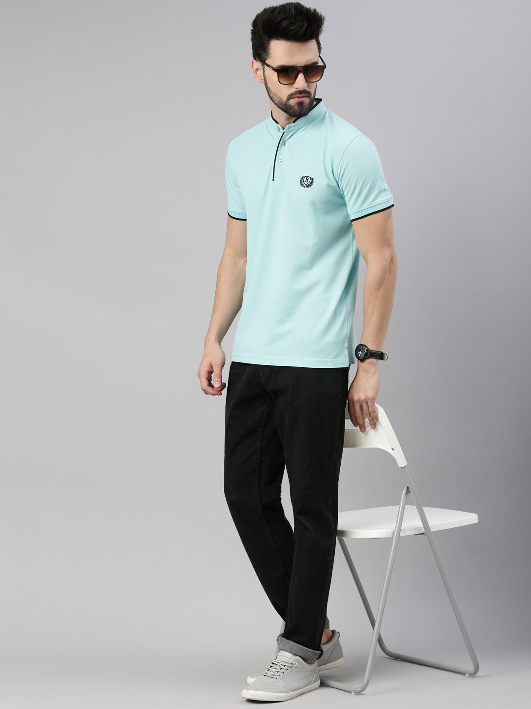 Bright Sky Chinese Collar Polo T-Shirt – Bushirt