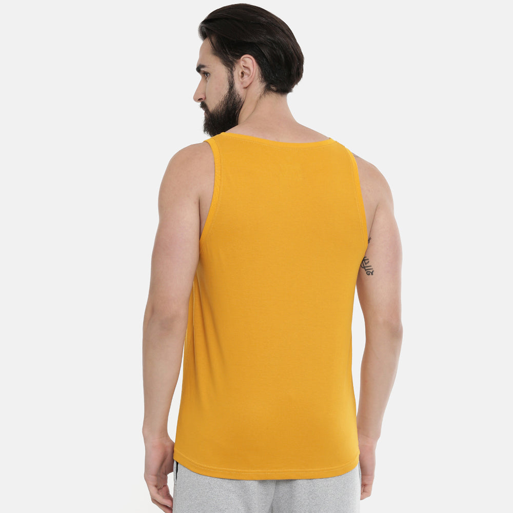 Mustard Sleeveless T-Shirt Vest Bushirt   