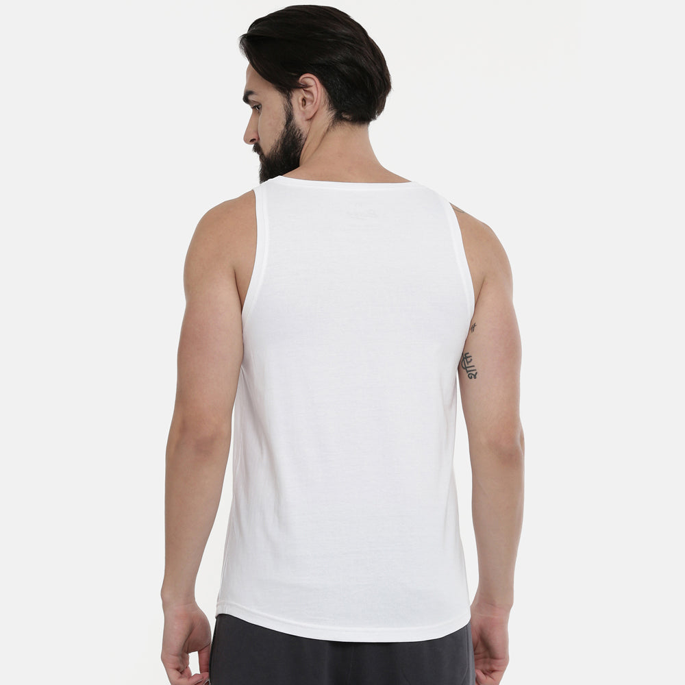 White Sleeveless T-Shirt Vest Bushirt   